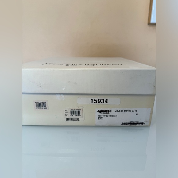 YSL Saint Laurent Slingback Heels Size 41 Platform Nappa Beige - Picture 10 of 15